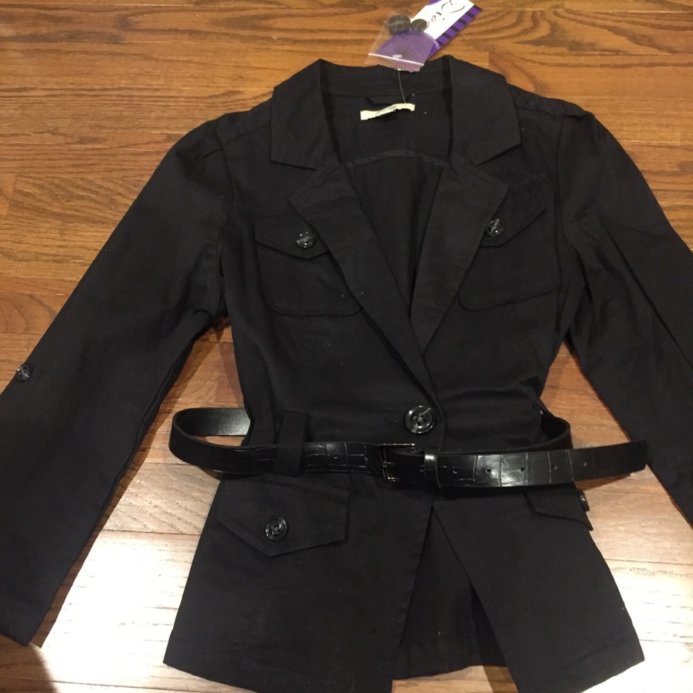 NWT Black Belted Jacket Blazer - Picture 6 of 8